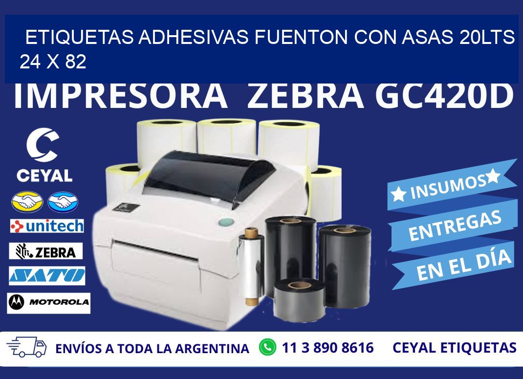 ETIQUETAS ADHESIVAS FUENTON CON ASAS 20LTS 24 x 82