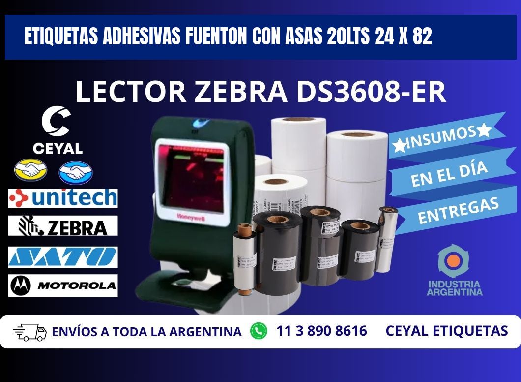 ETIQUETAS ADHESIVAS FUENTON CON ASAS 20LTS 24 x 82