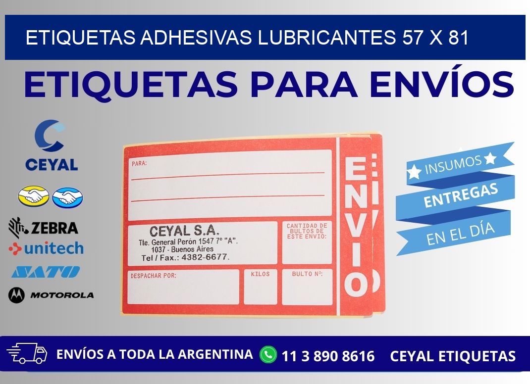 ETIQUETAS ADHESIVAS LUBRICANTES 57 x 81