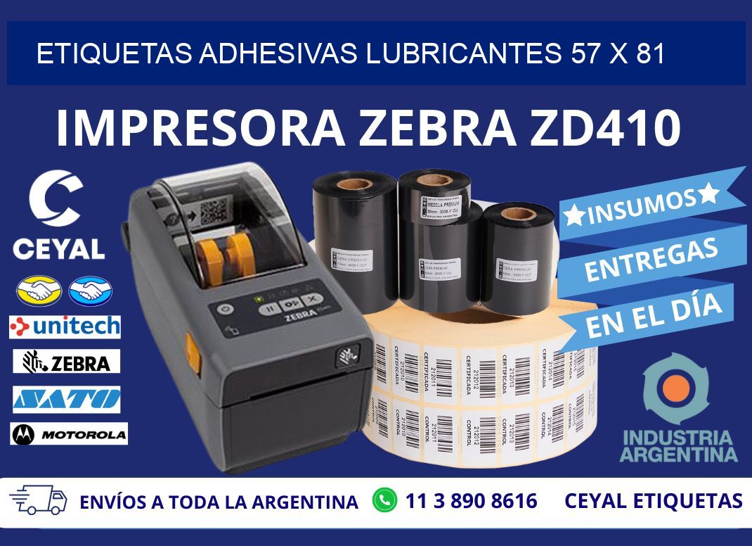 ETIQUETAS ADHESIVAS LUBRICANTES 57 x 81