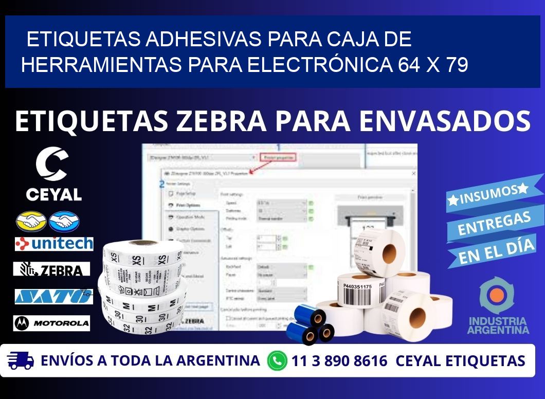 ETIQUETAS ADHESIVAS PARA CAJA DE HERRAMIENTAS PARA ELECTRÓNICA 64 x 79