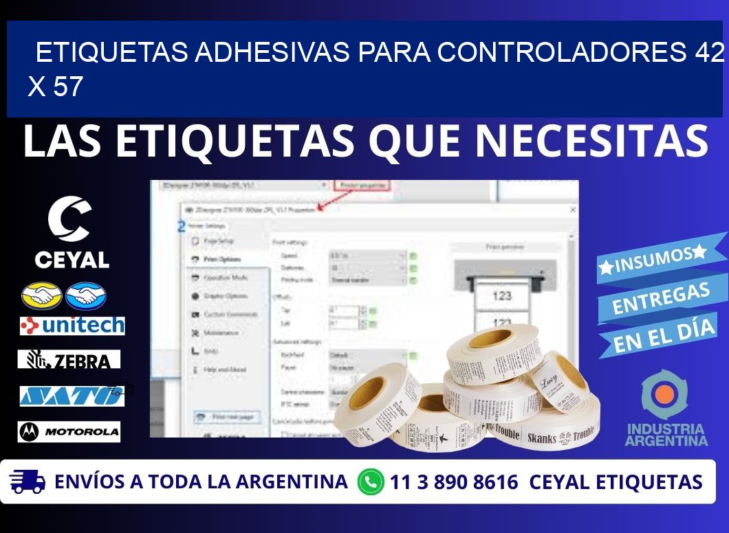 ETIQUETAS ADHESIVAS PARA CONTROLADORES 42 x 57