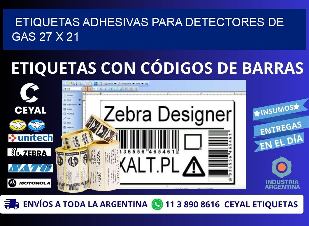 ETIQUETAS ADHESIVAS PARA DETECTORES DE GAS 27 x 21