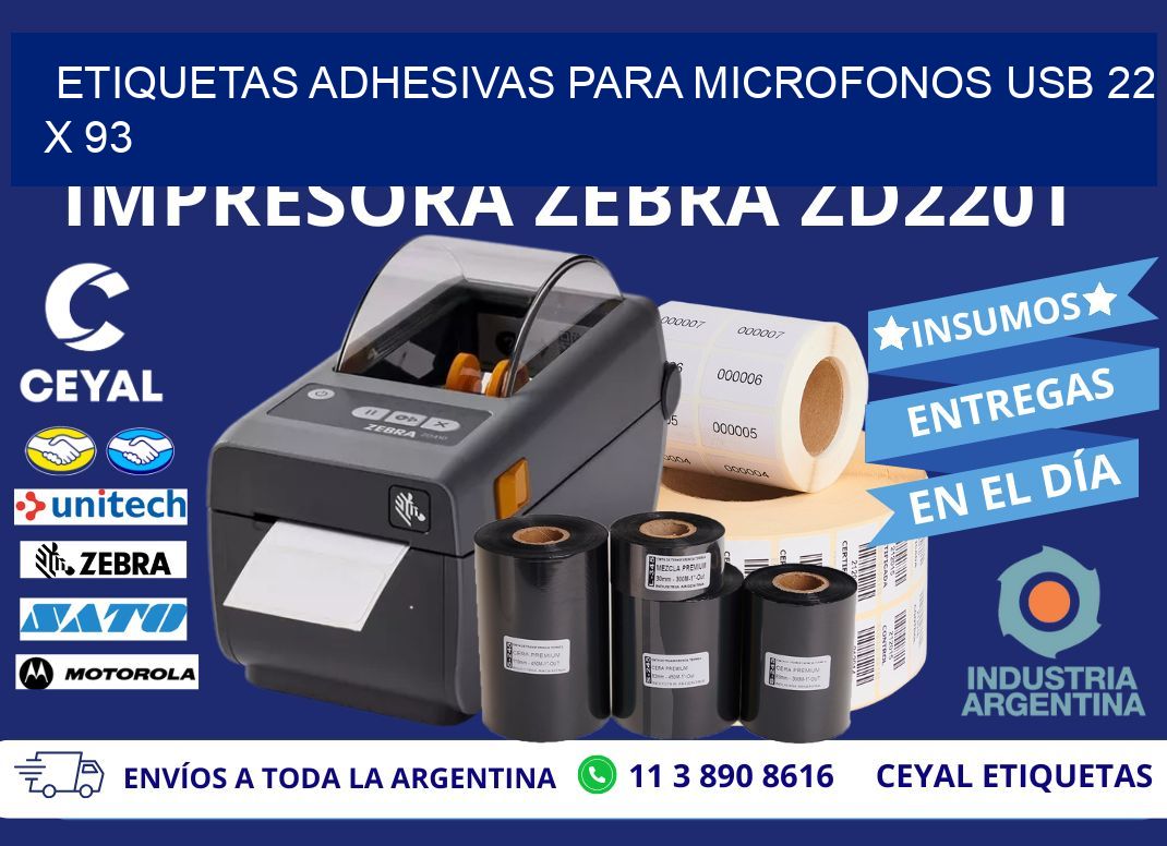 ETIQUETAS ADHESIVAS PARA MICROFONOS USB 22 x 93