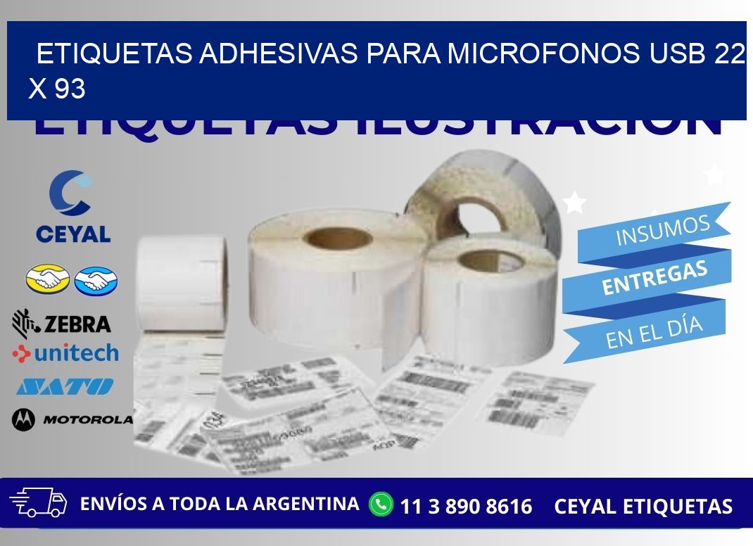 ETIQUETAS ADHESIVAS PARA MICROFONOS USB 22 x 93