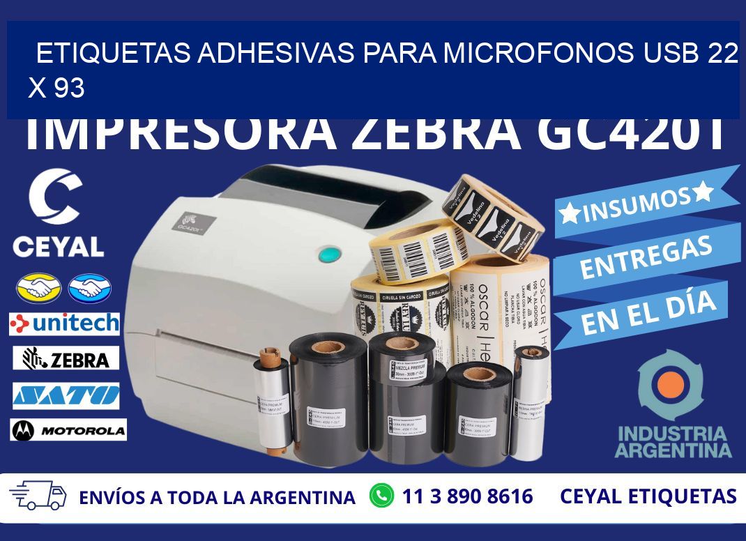 ETIQUETAS ADHESIVAS PARA MICROFONOS USB 22 x 93