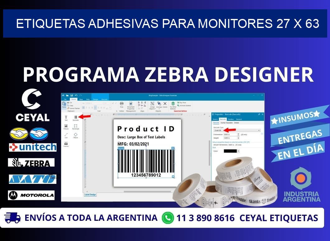 ETIQUETAS ADHESIVAS PARA MONITORES 27 x 63