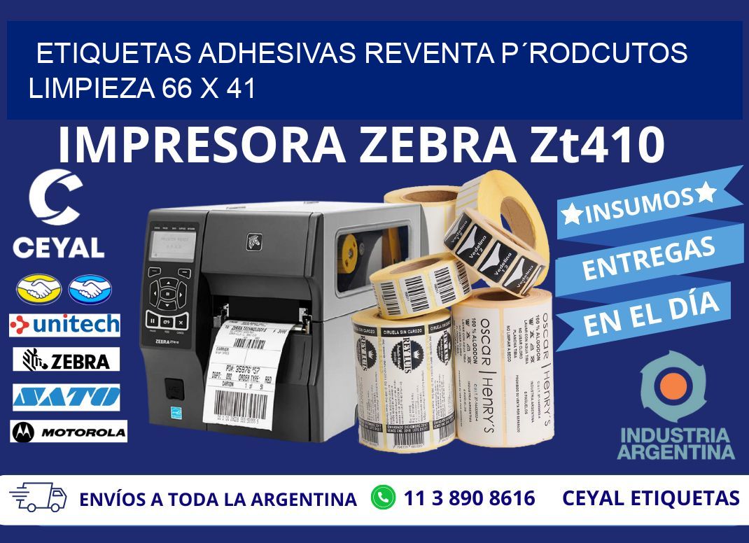 ETIQUETAS ADHESIVAS REVENTA P´RODCUTOS LIMPIEZA 66 x 41