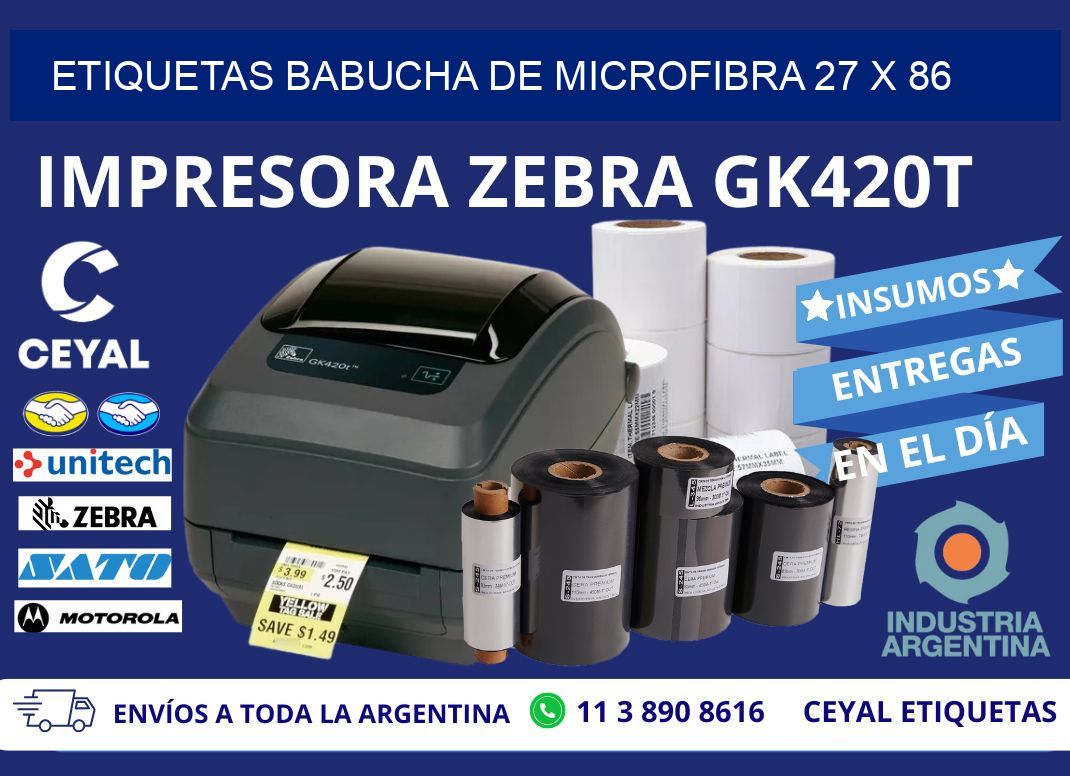 ETIQUETAS BABUCHA DE MICROFIBRA 27 x 86