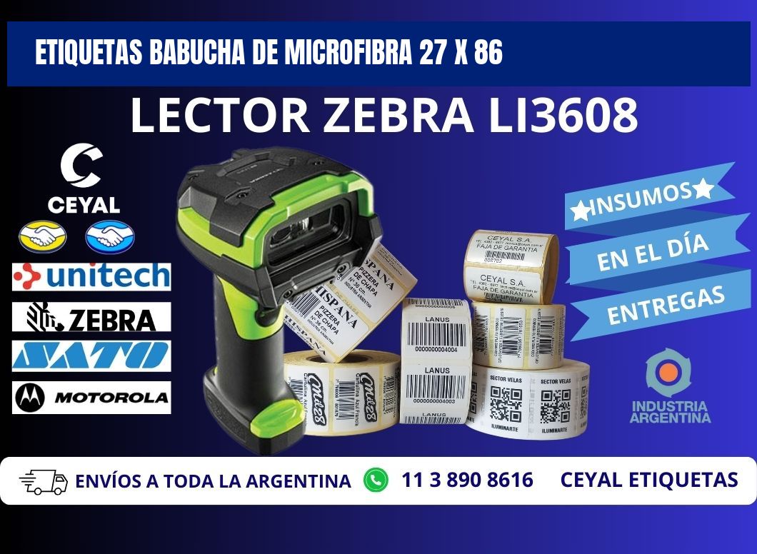 ETIQUETAS BABUCHA DE MICROFIBRA 27 x 86