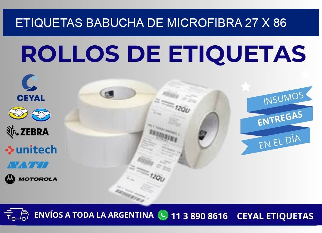 ETIQUETAS BABUCHA DE MICROFIBRA 27 x 86