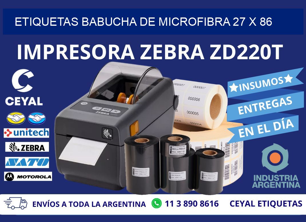 ETIQUETAS BABUCHA DE MICROFIBRA 27 x 86