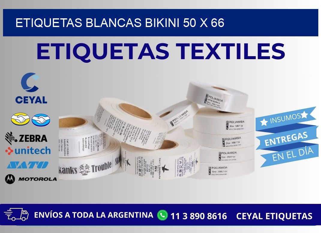 ETIQUETAS BLANCAS BIKINI 50 x 66