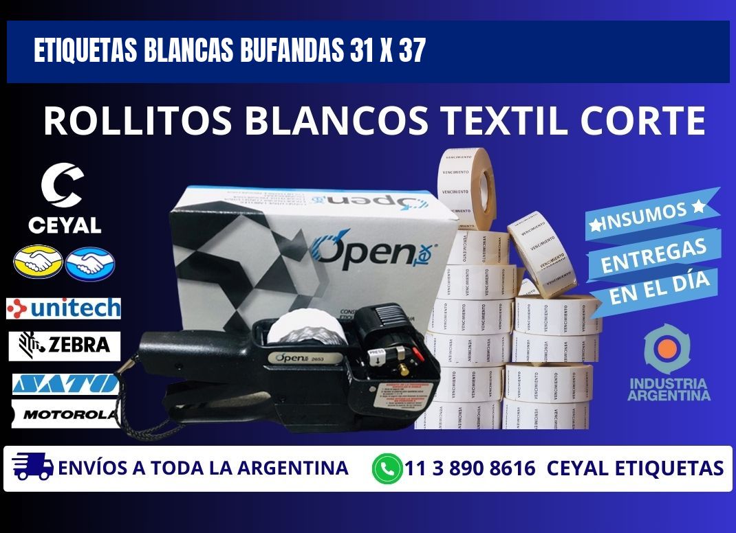 ETIQUETAS BLANCAS BUFANDAS 31 x 37