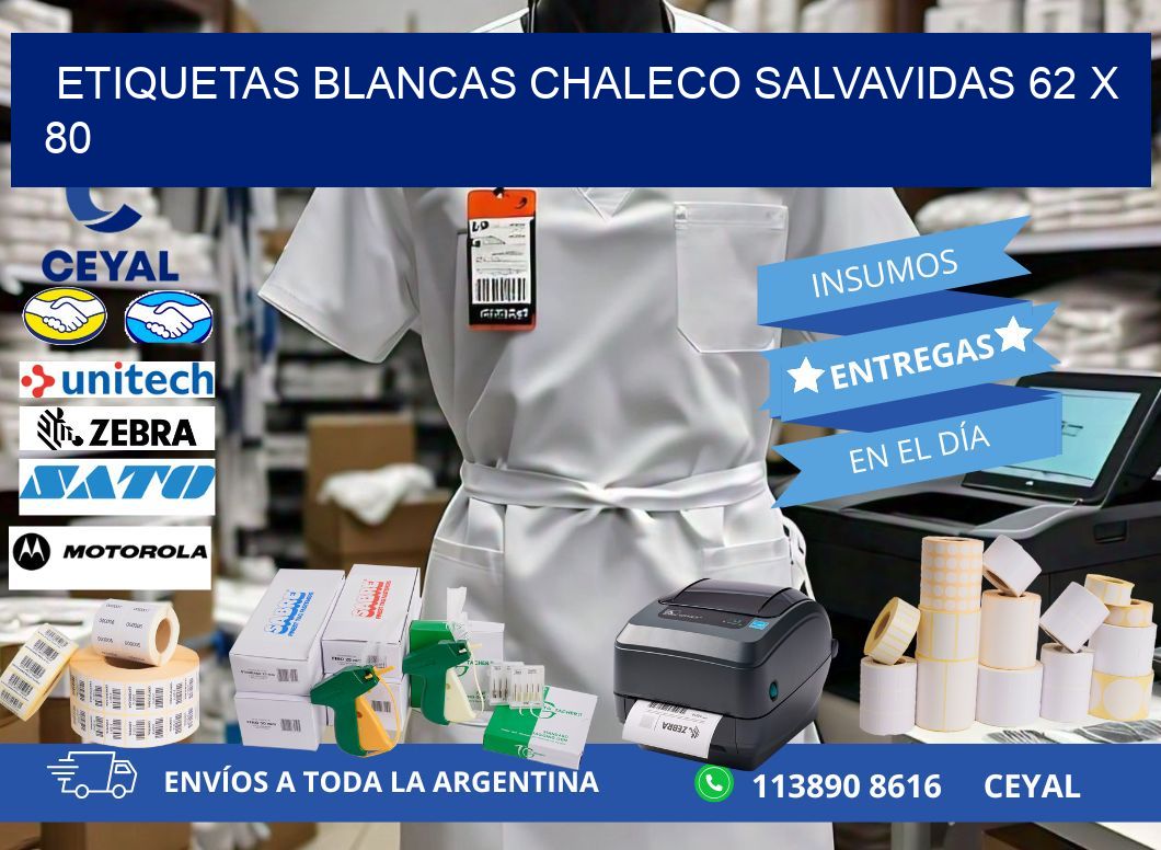 ETIQUETAS BLANCAS CHALECO SALVAVIDAS 62 x 80