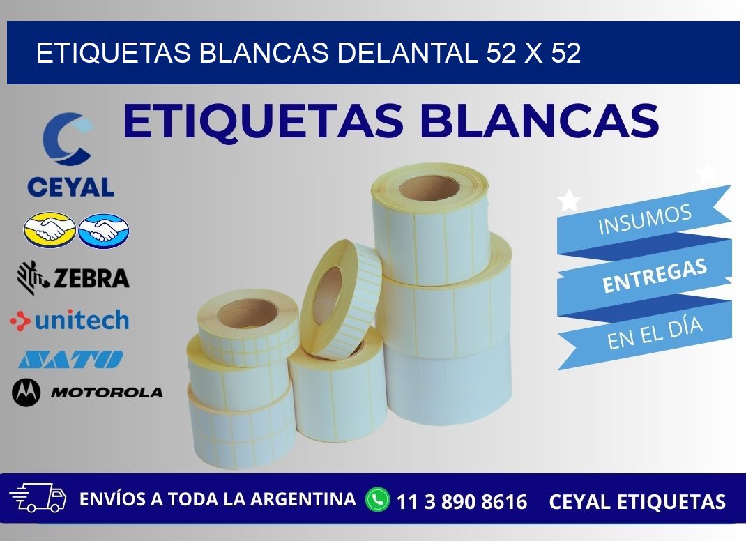 ETIQUETAS BLANCAS DELANTAL 52 x 52