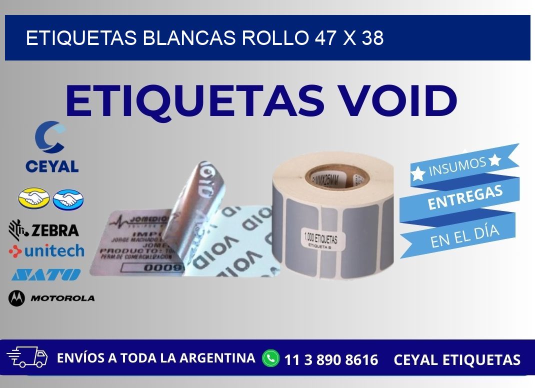 ETIQUETAS BLANCAS ROLLO 47 x 38