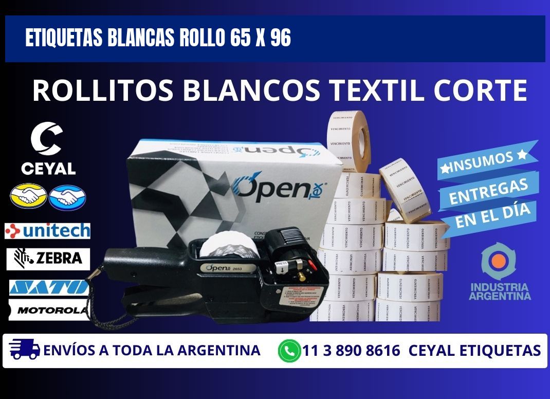 ETIQUETAS BLANCAS ROLLO 65 x 96