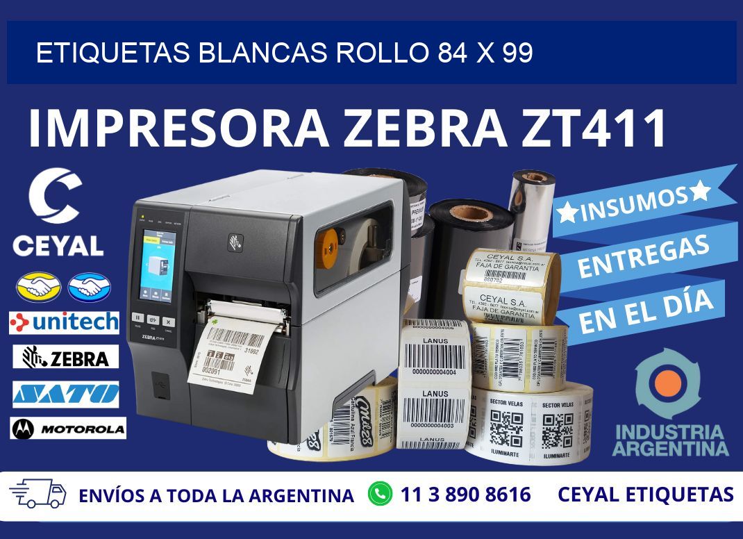 ETIQUETAS BLANCAS ROLLO 84 x 99