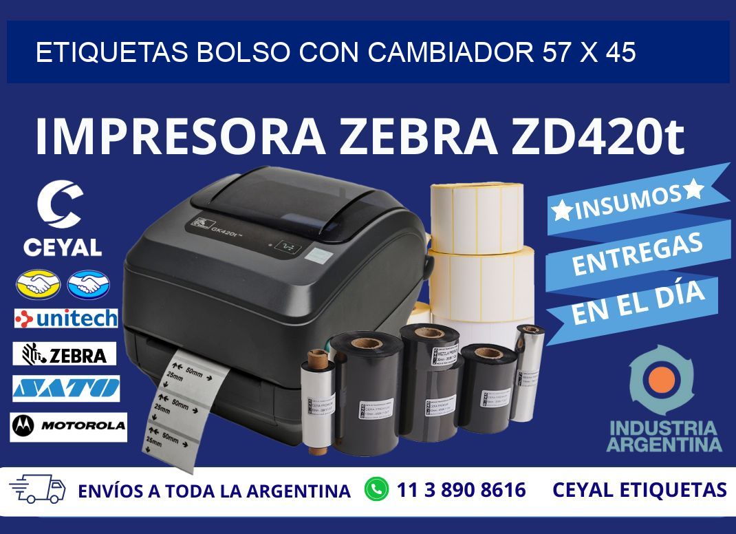 ETIQUETAS BOLSO CON CAMBIADOR 57 x 45