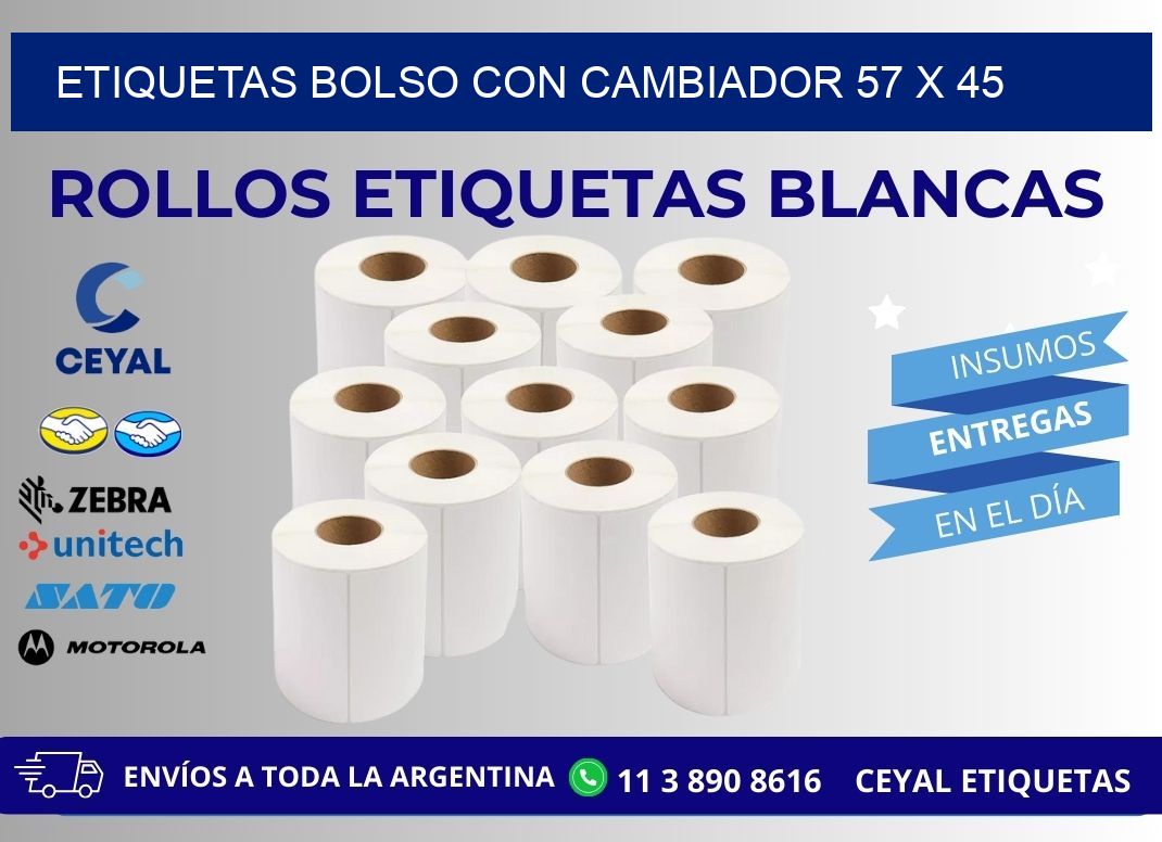 ETIQUETAS BOLSO CON CAMBIADOR 57 x 45