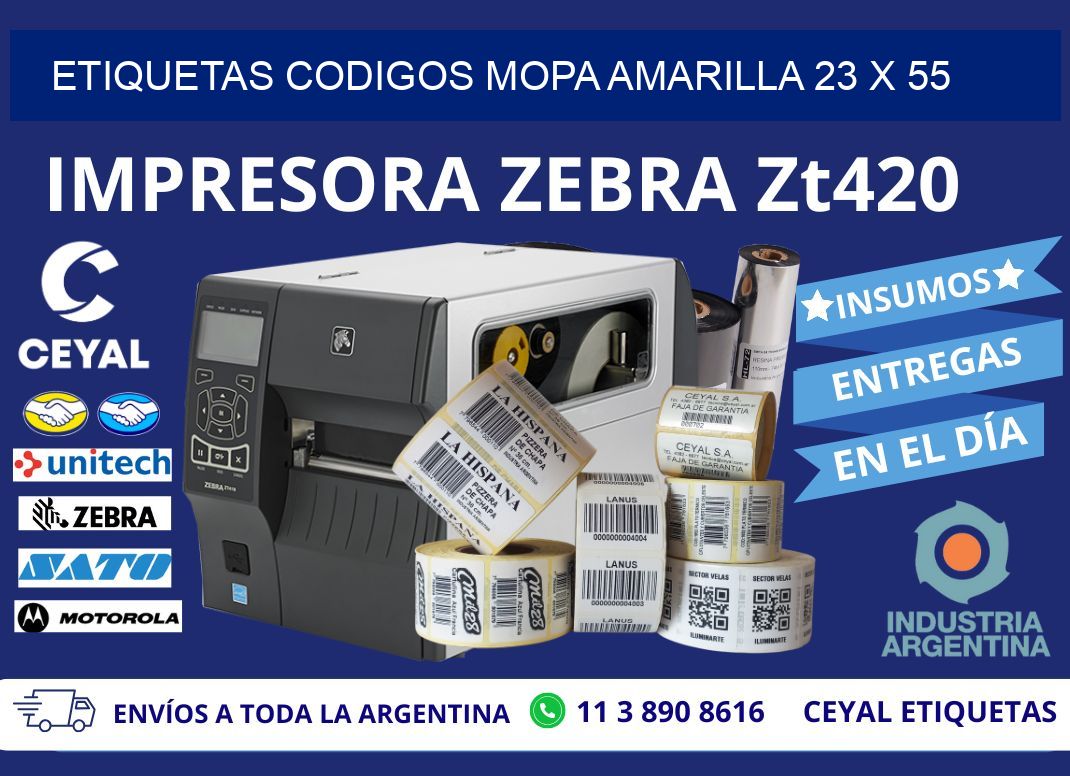 ETIQUETAS CODIGOS MOPA AMARILLA 23 x 55