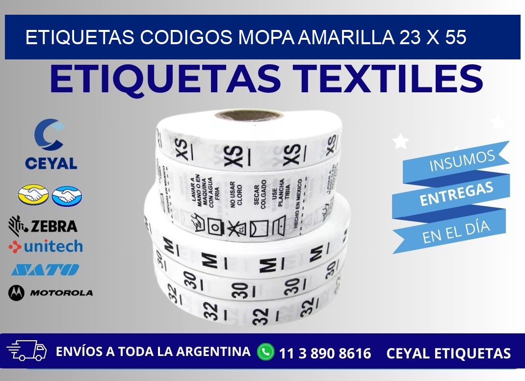ETIQUETAS CODIGOS MOPA AMARILLA 23 x 55