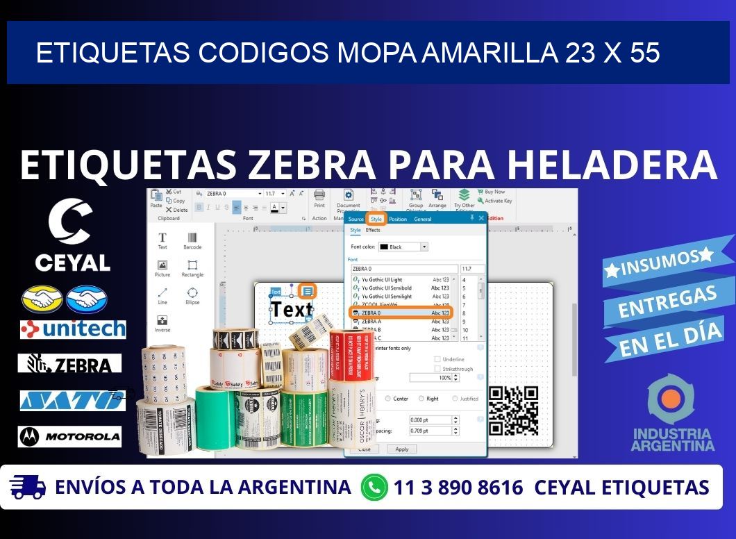 ETIQUETAS CODIGOS MOPA AMARILLA 23 x 55