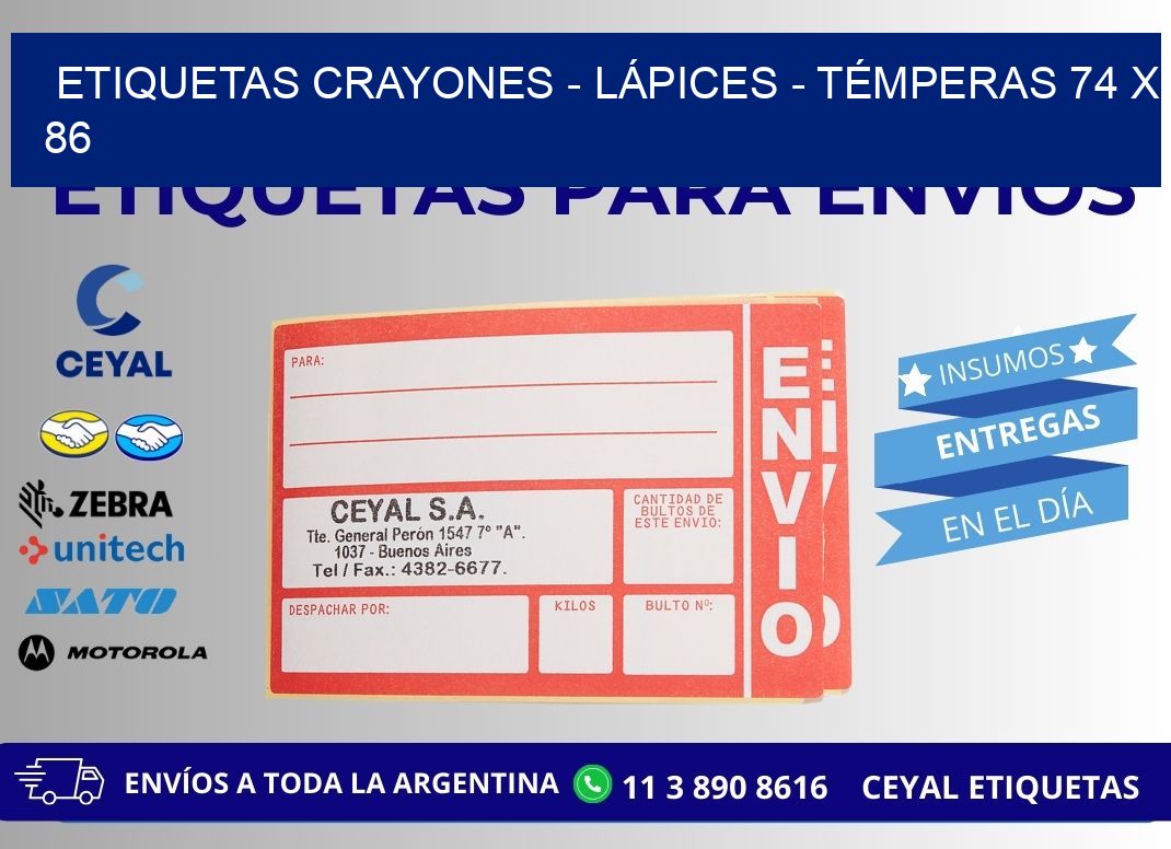 ETIQUETAS CRAYONES - LÁPICES - TÉMPERAS 74 x 86