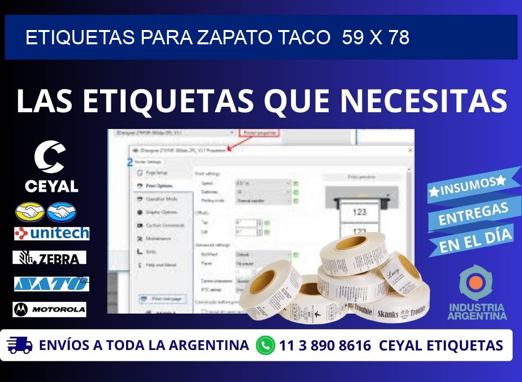 ETIQUETAS PARA ZAPATO TACO 59 x 78