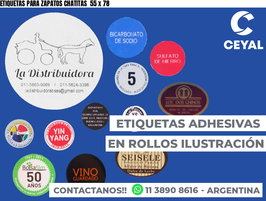 ETIQUETAS PARA ZAPATOS CHATITAS  55 x 78