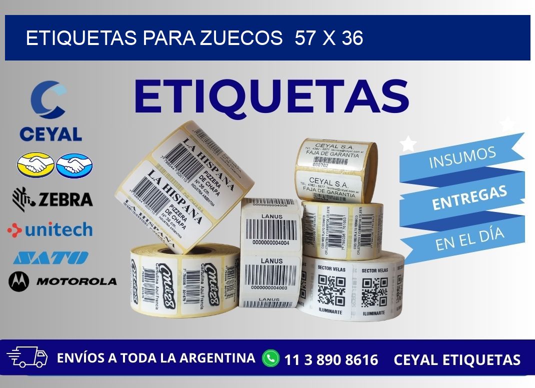 ETIQUETAS PARA ZUECOS  57 x 36