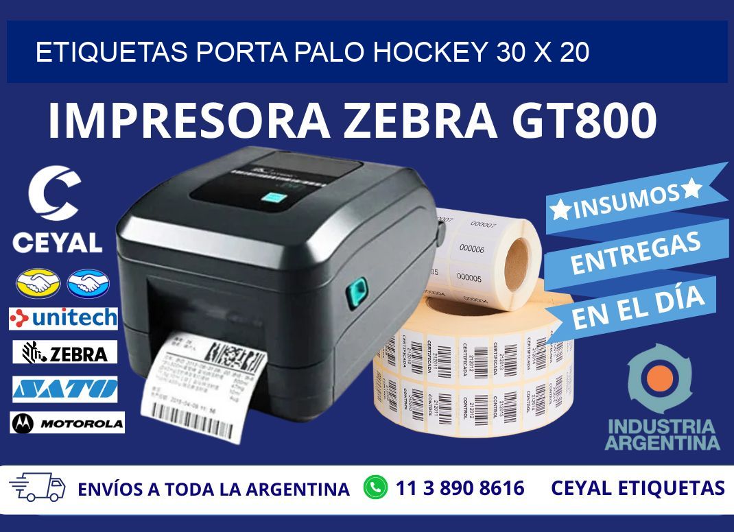 ETIQUETAS PORTA PALO HOCKEY 30 x 20