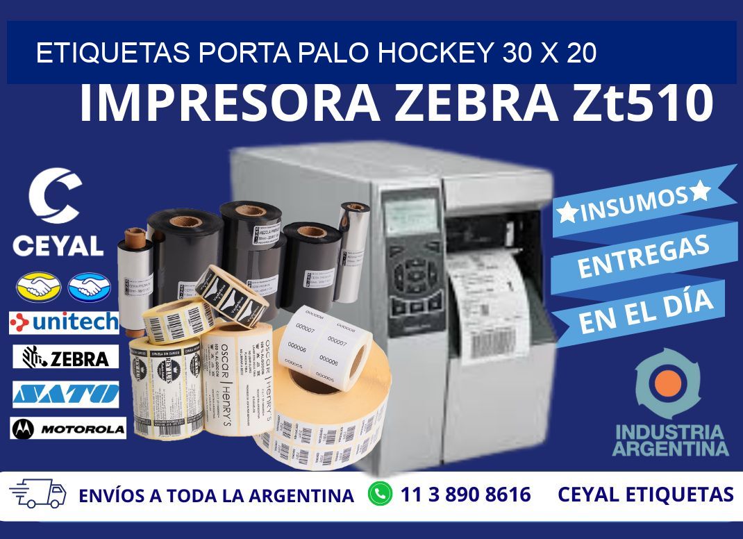 ETIQUETAS PORTA PALO HOCKEY 30 x 20