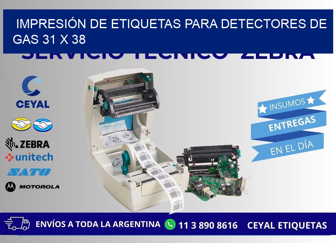 IMPRESIÓN DE ETIQUETAS PARA DETECTORES DE GAS 31 x 38