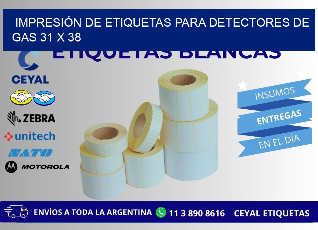 IMPRESIÓN DE ETIQUETAS PARA DETECTORES DE GAS 31 x 38