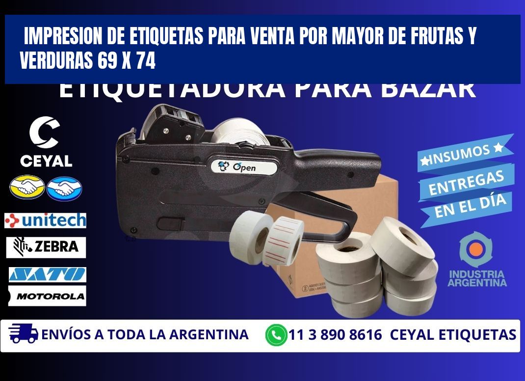 IMPRESION DE ETIQUETAS PARA VENTA POR MAYOR DE FRUTAS Y VERDURAS 69 x 74