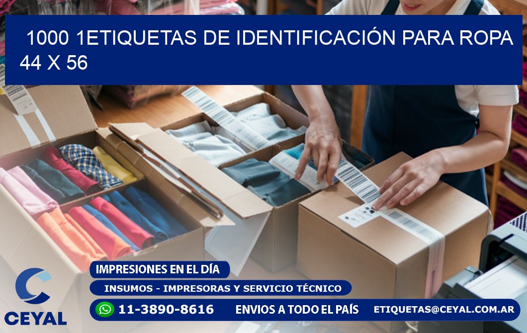 1000 1ETIQUETAS DE IDENTIFICACIÓN PARA ROPA 44 x 56