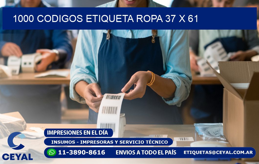 1000 CODIGOS ETIQUETA ROPA 37 x 61