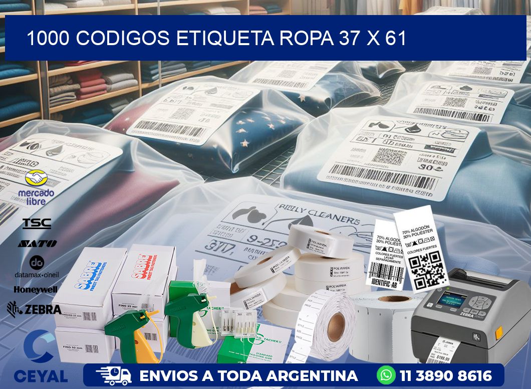 1000 CODIGOS ETIQUETA ROPA 37 x 61