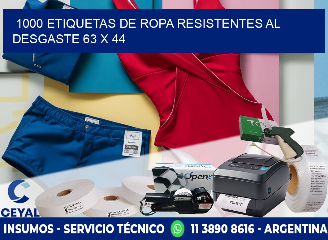 1000 ETIQUETAS DE ROPA RESISTENTES AL DESGASTE 63 x 44