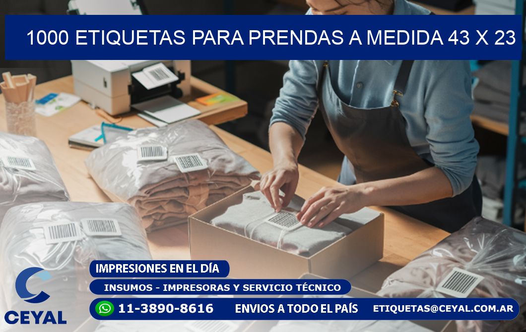 1000 ETIQUETAS PARA PRENDAS A MEDIDA 43 x 23