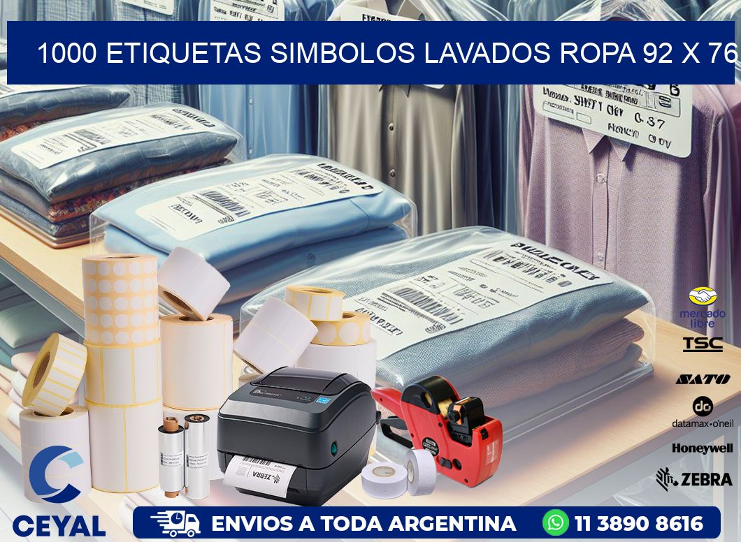 1000 ETIQUETAS SIMBOLOS LAVADOS ROPA 92 x 76