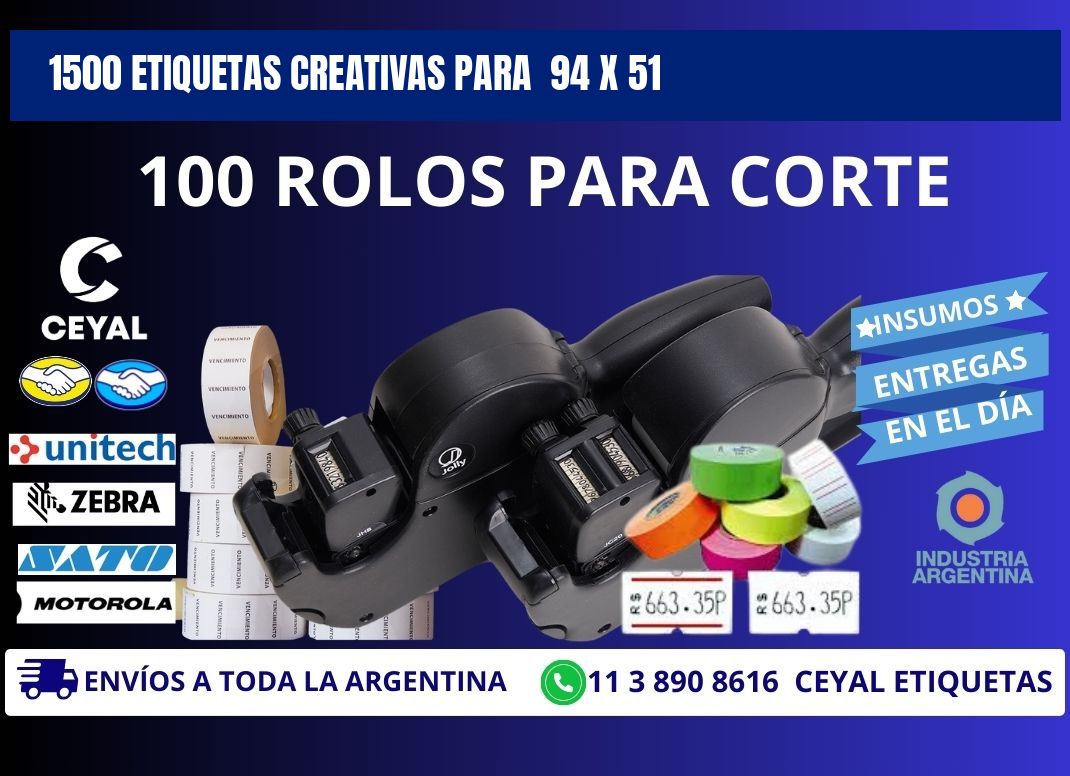 1500 ETIQUETAS CREATIVAS PARA  94 x 51