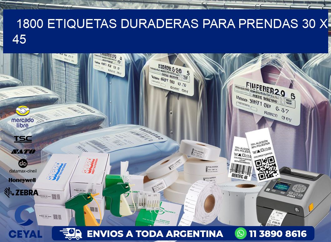 1800 ETIQUETAS DURADERAS PARA PRENDAS 30 x 45