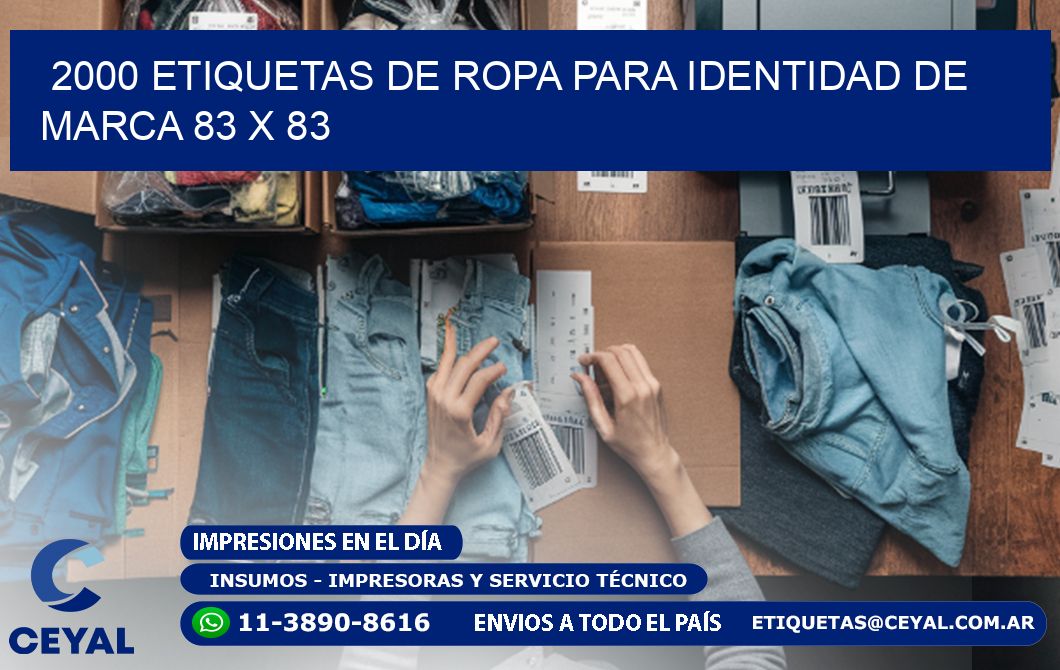 2000 ETIQUETAS DE ROPA PARA IDENTIDAD DE MARCA 83 x 83