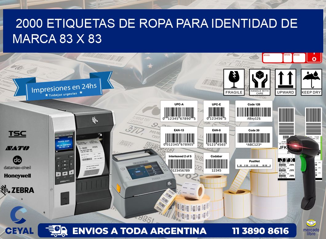 2000 ETIQUETAS DE ROPA PARA IDENTIDAD DE MARCA 83 x 83