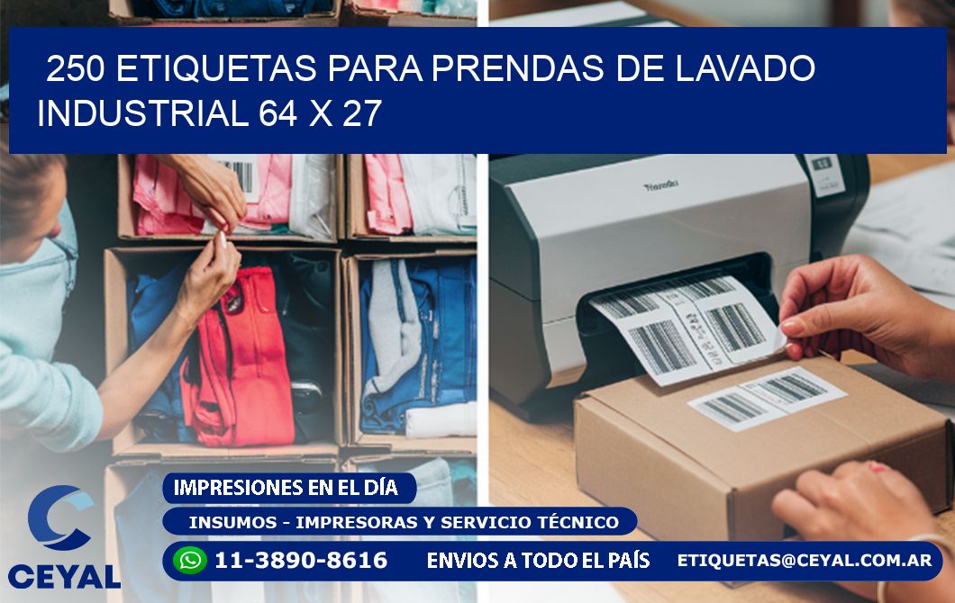 250 ETIQUETAS PARA PRENDAS DE LAVADO INDUSTRIAL 64 x 27