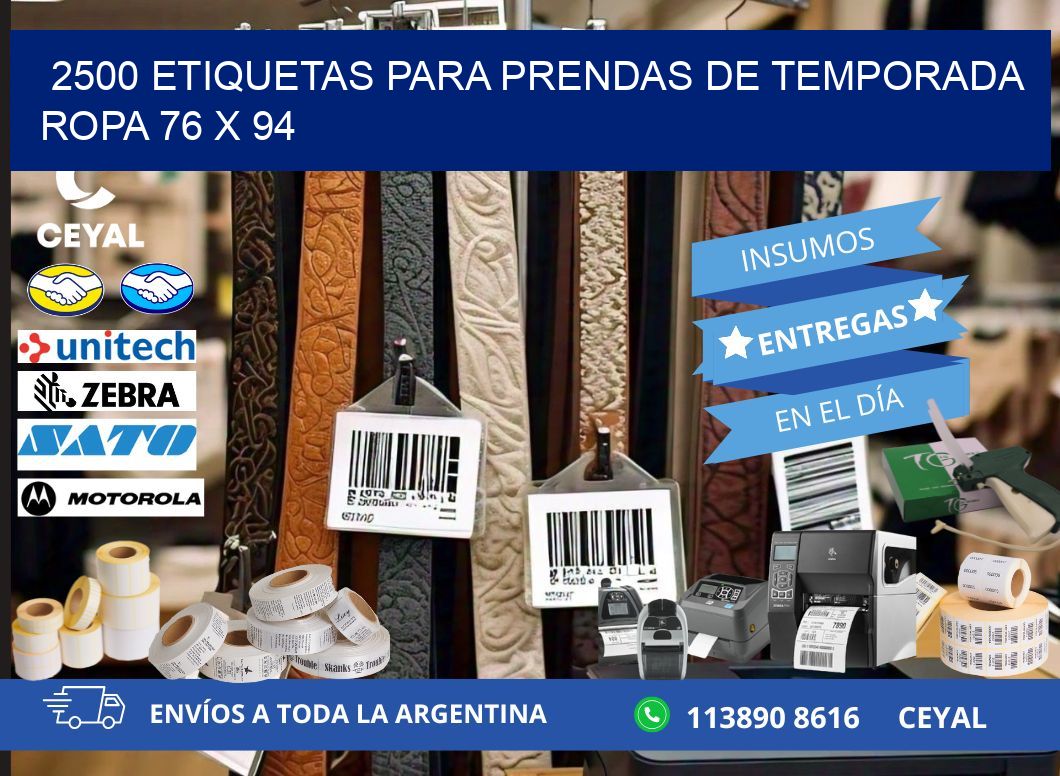 2500 ETIQUETAS PARA PRENDAS DE TEMPORADA ROPA 76 x 94