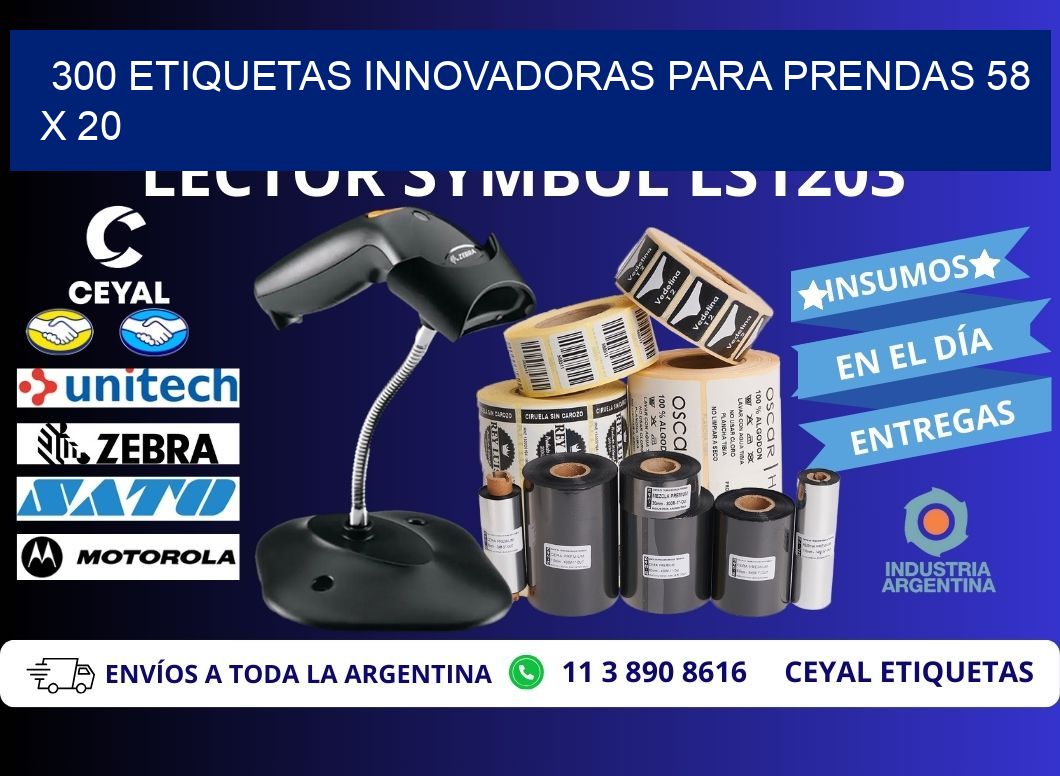 300 ETIQUETAS INNOVADORAS PARA PRENDAS 58 x 20